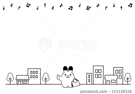 Like shopping bunny and city frame (monochrome) Like shopping bunny and city frame (monochrome) 133236326