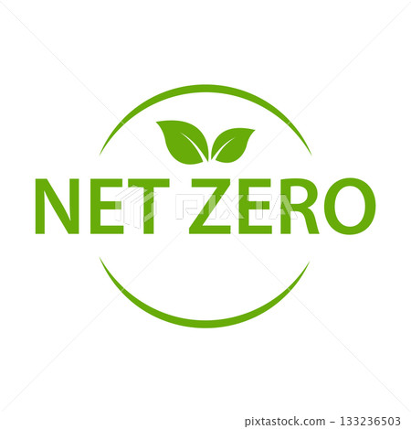 net zero carbon footprint icon vector emissions free no atmosphere pollution CO2 neutral stamp for graphic design, logo, website, social media, mobile app, UI 133236503