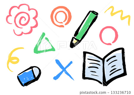 Brush stroke learning related illustration set Brush stroke learning related illustration set 133236710