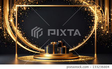 Black and gold background material, Black Friday image background, AI-generated image 133236804