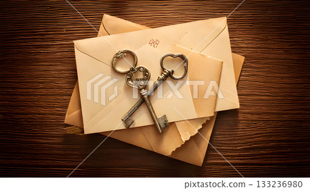 舊信封和古董鑰匙 133236980