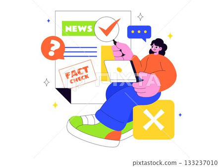 Fact Check Vector Illustration Featuring Myths Vs Facts News For Thorough Evidence Comparison and Accurate Information Review In a Flat Background 133237010