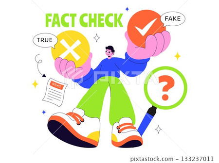 Fact Check Vector Illustration Featuring Myths Vs Facts News For Thorough Evidence Comparison and Accurate Information Review In a Flat Background 133237011
