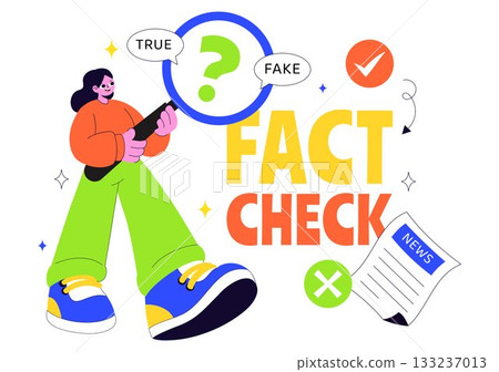 Fact Check Vector Illustration Featuring Myths Vs Facts News For Thorough Evidence Comparison and Accurate Information Review In a Flat Background 133237013