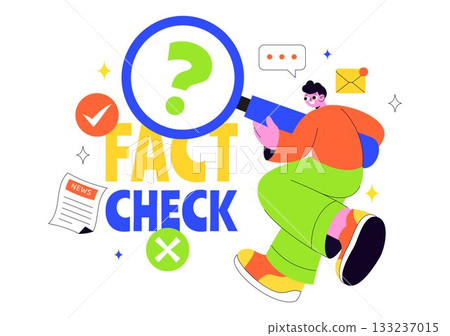 Fact Check Vector Illustration Featuring Myths Vs Facts News For Thorough Evidence Comparison and Accurate Information Review In a Flat Background 133237015
