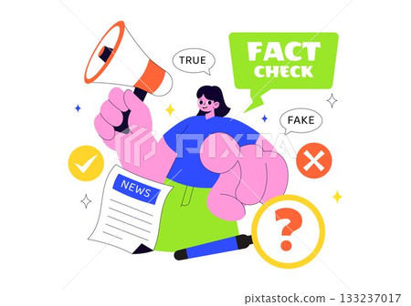 Fact Check Vector Illustration Featuring Myths Vs Facts News For Thorough Evidence Comparison and Accurate Information Review In a Flat Background 133237017