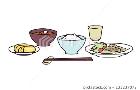Healthy eating breakfast illustration 133237072