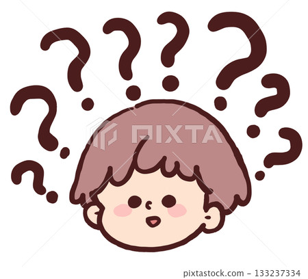 Illustration of a boy surrounded by question marks Illustration of a boy surrounded by question marks 133237334