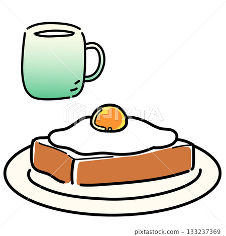 吐司配煎蛋和馬克杯 133237369