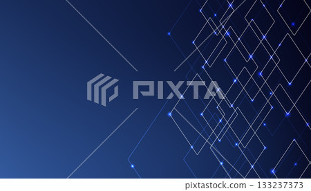 Abstract blue background with chaos of connected geometric lines and dots light. Vector illustration 133237373