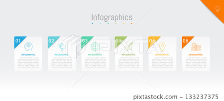 Infographic 6 options design elements for your business data. Vector Illustration. Infographic 6 options design elements for your business data. Vector Illustration. 133237375
