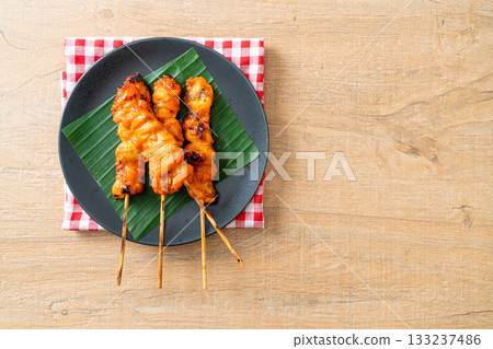 grilled chicken skewer in Asian style 133237486