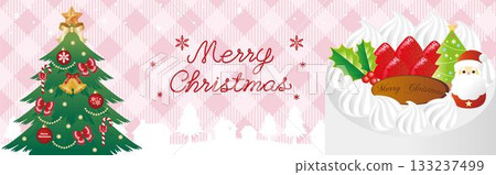 聖誕節橫幅插圖，蛋糕和聖誕樹，背景設計，背景邊框素材 133237499
