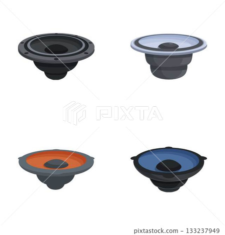 Set of four speaker icons in various colors 133237949