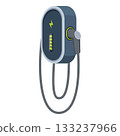 Electric vehicle charging station displaying energy flow 133237966