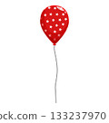 Red balloon with white stars floating on white background 133237970
