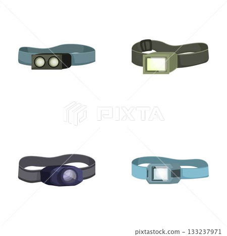 Set of various headlamp designs isolated on white 133237971