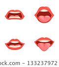 Set of cartoon lips in various expressions 133237972