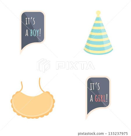 Gender reveal party elements vector set Gender reveal party elements vector set 133237975