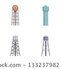 Set of four water tower illustrations 133237982