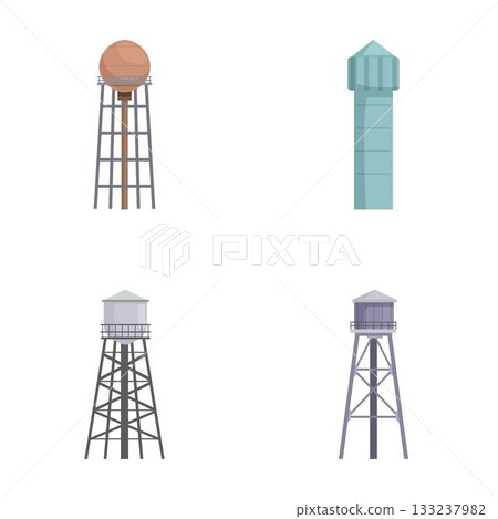 Set of four water tower illustrations Set of four water tower illustrations 133237982