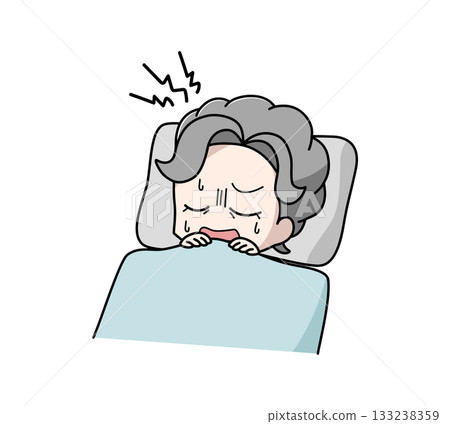 一幅老婦人在睡夢中呻吟的插圖 133238359