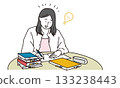 Illustration of a high school girl who has an idea for what she can learn through studying Illustration of a high school girl who has an idea for what she can learn through studying 133238443