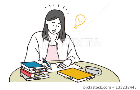插圖描繪了一位高中女生,她對透過學習可以學到什麼有自己的想法。 插圖描繪了一位高中女生,她對透過學習可以學到什麼有自己的想法。 133238443