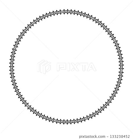Black and white round Kazakh national ornament frame. Traditional round Turkic ornament, Islam, Indian, persian, Ottoman motif. Oriental round pattern with arabesques. For ceramic, porcelain, embroide Black and white round Kazakh national ornament frame. Traditional round Turkic ornament, Islam, Indian, persian, Ottoman motif. Oriental round pattern with arabesques. For ceramic, porcelain, embroide 133238452