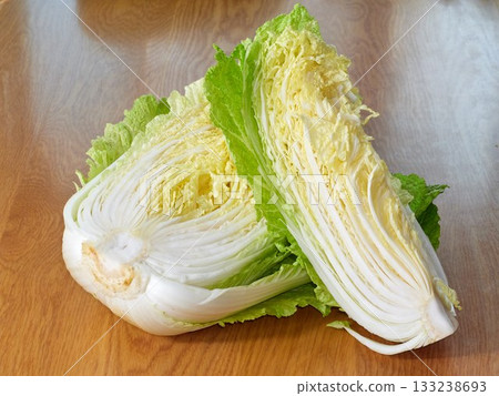 chinese cabbage on wooden background 133238693