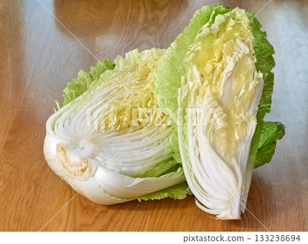 chinese cabbage on wooden background 133238694