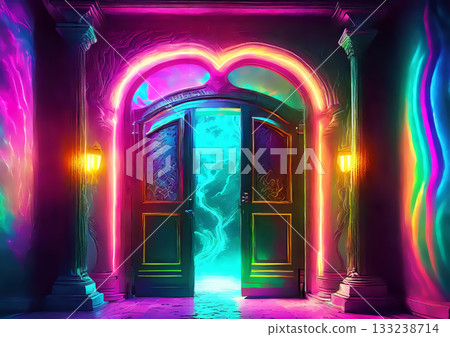 3d illustration of a shining abstract door 133238714