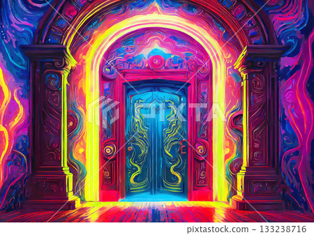 3d illustration of a shining abstract door 133238716