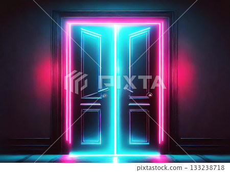 3d illustration of a shining abstract door 133238718