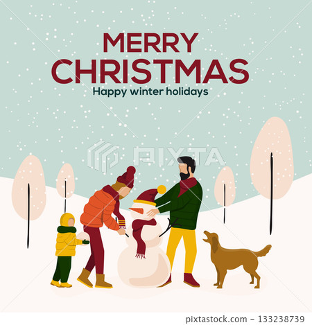 Cristmas cards design flat illustration 3 Cristmas cards design flat illustration 3 133238739