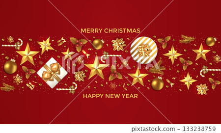Holiday New year card - 2019 on red background 6 133238759