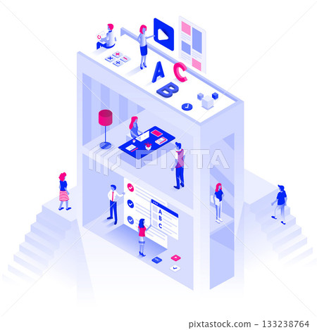 Flat color Modern Isometric Illustration design - Education Flat color Modern Isometric Illustration design - Education 133238764