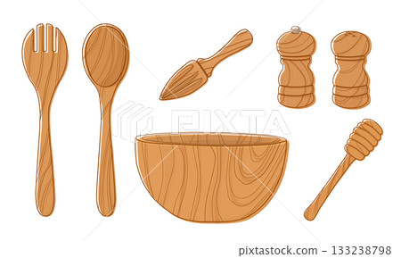 木製廚房工具插圖 133238798