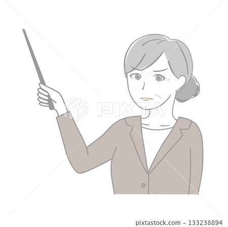 Senior woman in a suit holding a pointer 133238894