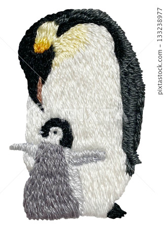 [Penguin parent and child] Hand embroidery illustration material 133238977