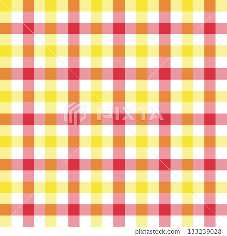 Warm gingham seamless pattern. Soft colorful red yellow check background for wrapping, picnic themes and decorative layouts. Vector seamless pattern square tile. Warm gingham seamless pattern. Soft colorful red yellow check background for wrapping, picnic themes and decorative layouts. Vector seamless pattern square tile. 133239028