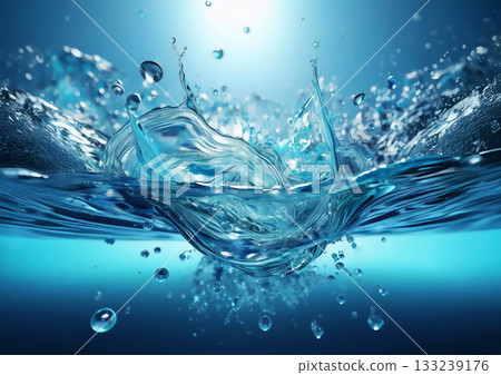 Abstract blue waves and splashes background 133239176