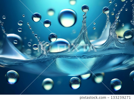 Abstract blue waves and splashes background 133239271