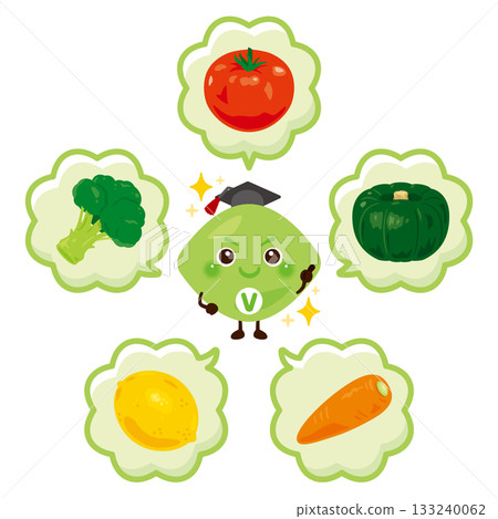 一組富含各種維生素和礦物質的食物角色插畫 133240062
