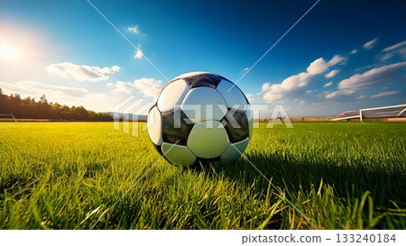 Soccer image, blue sky, grass, stylish background material, 16:9 size 133240184