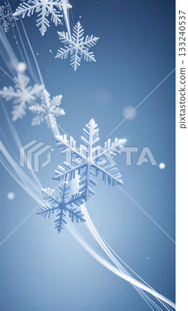冬日天空中飄舞的雪花 - 5，以抽象光線為背景 133240537
