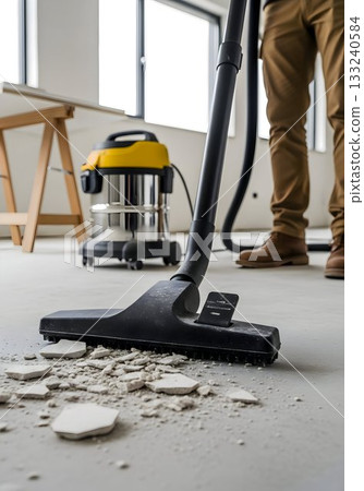 Industrial Vacuum Cleaner Removing Construction Debris 133240584