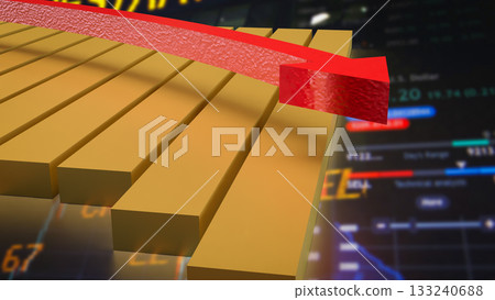 The Chart and arrow for Business concept 3d Rendering. The Chart and arrow for Business concept 3d Rendering. 133240688
