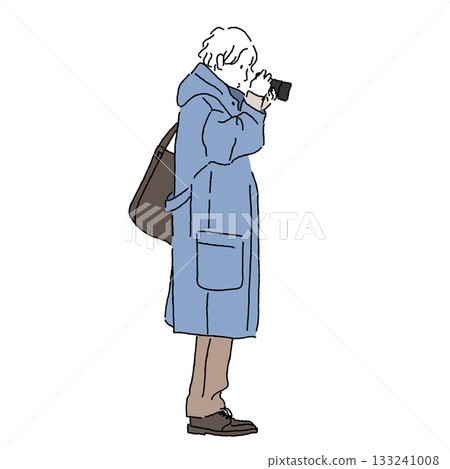 Autumn/winter fashion illustration of a man holding a camera (color) Autumn/winter fashion illustration of a man holding a camera (color) 133241008