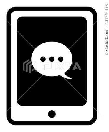 Flat icon of a tablet device with a chat symbol 133241158